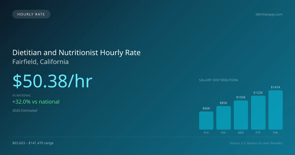 Dietitian and Nutritionist Hourly Rate in Fairfield, CA — 2026 est., based on 2025 BLS