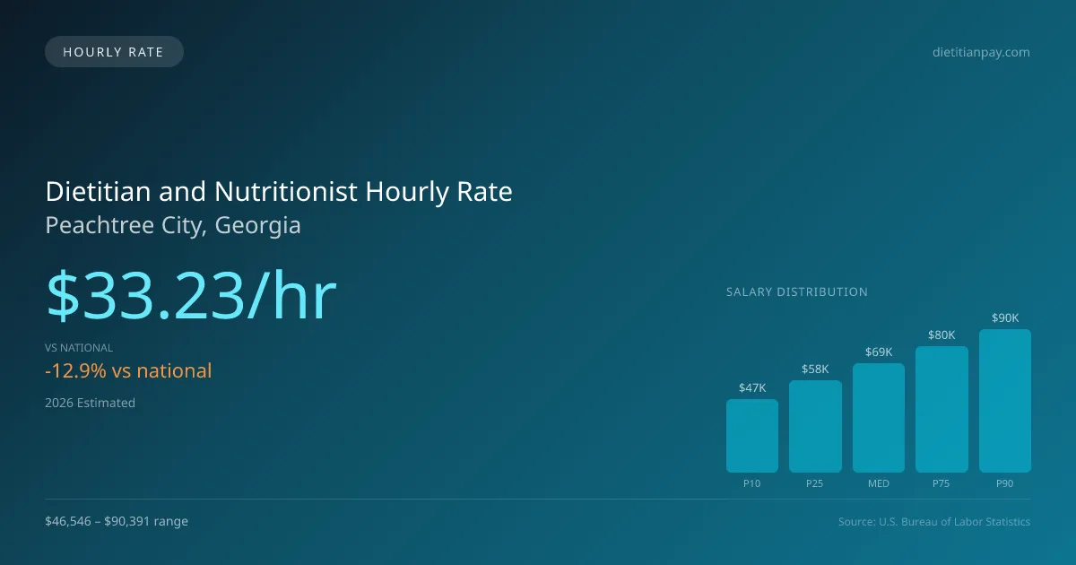 Dietitian and Nutritionist Hourly Rate in Peachtree City, GA — 2026 est., based on 2025 BLS