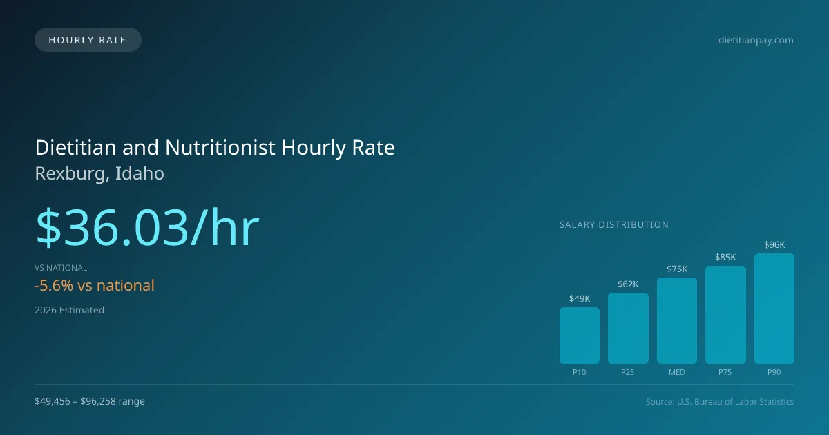 Dietitian and Nutritionist Hourly Rate in Rexburg, ID — 2026 est., based on 2025 BLS