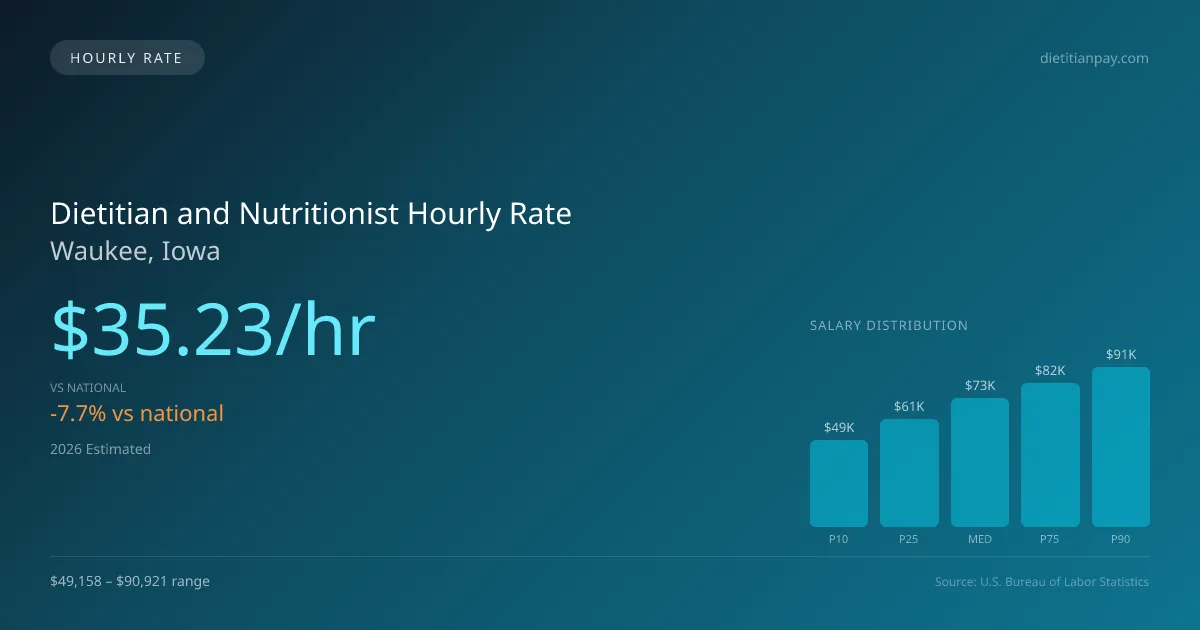 Dietitian and Nutritionist Hourly Rate in Waukee, IA — 2026 est., based on 2025 BLS