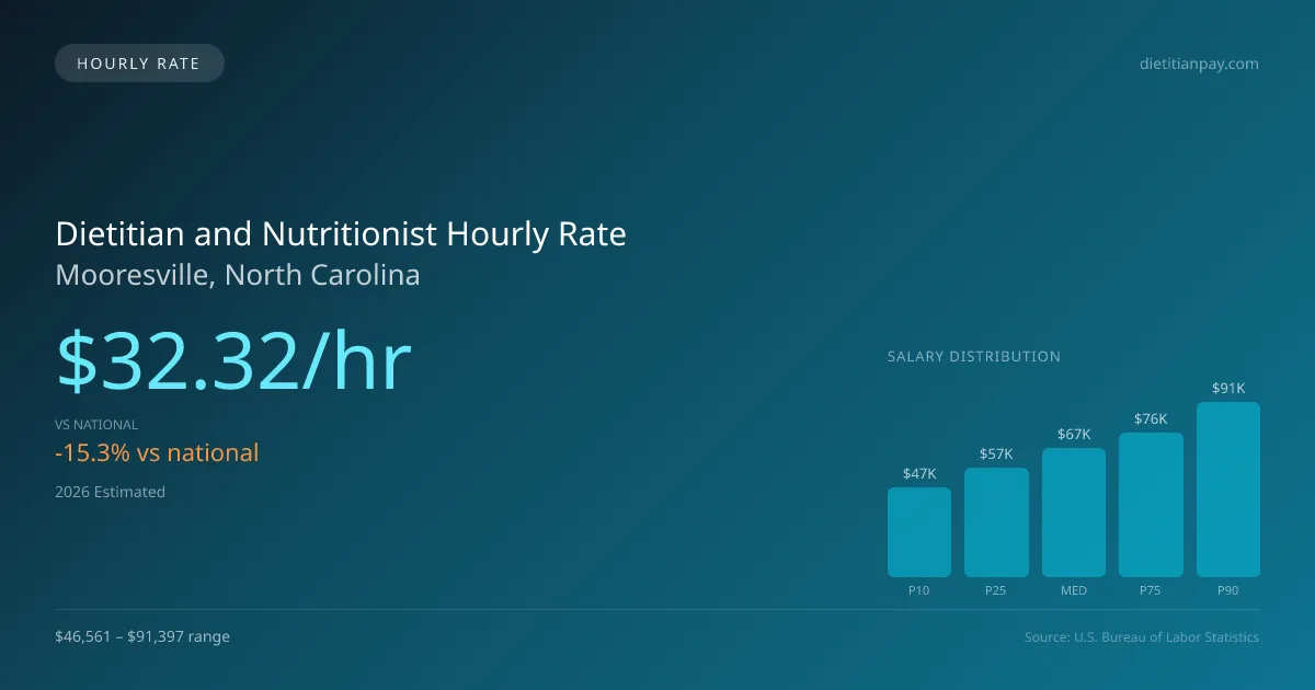 Dietitian and Nutritionist Hourly Rate in Mooresville, NC — 2026 est., based on 2025 BLS