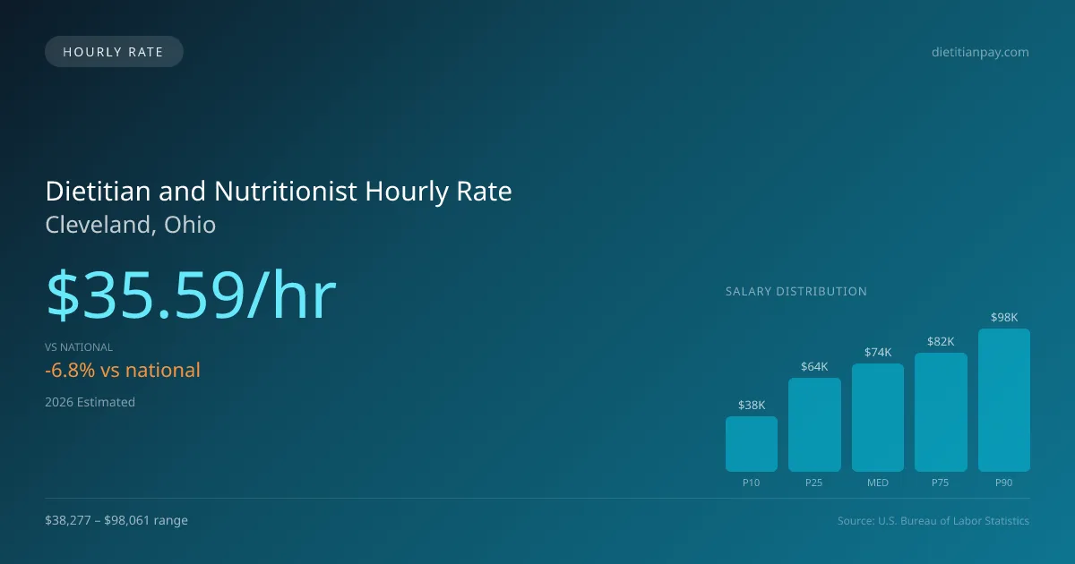 Dietitian and Nutritionist Hourly Rate in Cleveland, OH — 2026 est., based on 2025 BLS