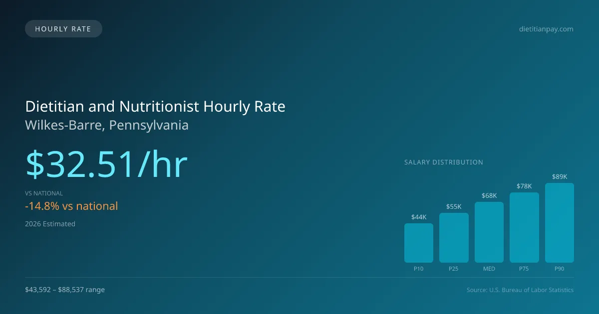 Dietitian and Nutritionist Hourly Rate in Wilkes-Barre, PA — 2026 est., based on 2025 BLS