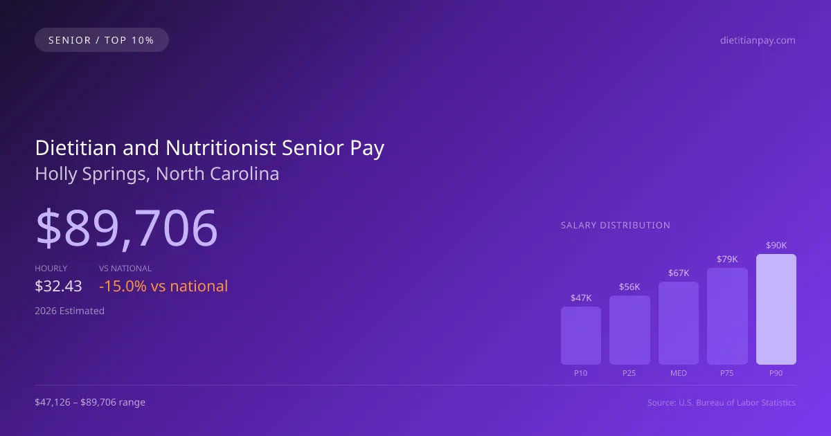 Dietitian and Nutritionist Senior Salary in Holly Springs, NC — 2026 est., based on 2025 BLS
